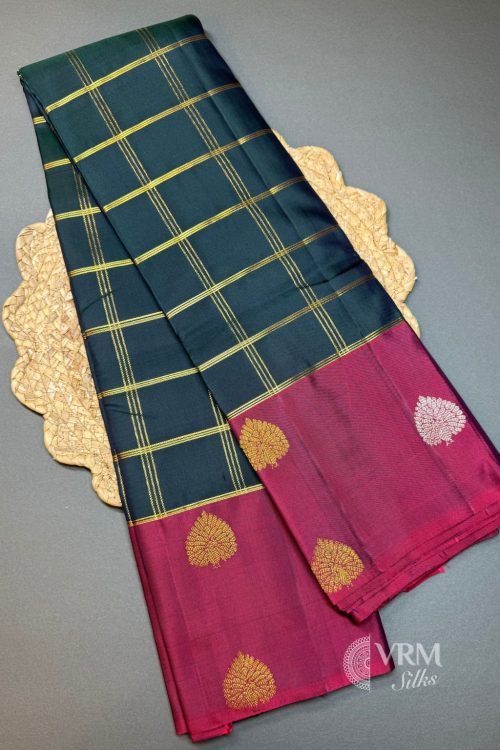 Dark Green Korvai Silk Saree