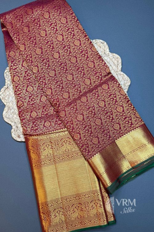 Maroon Brocade Silk Saree