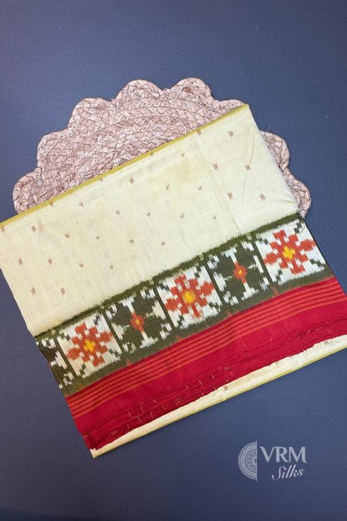 Pale Yellow Ikkat Saree