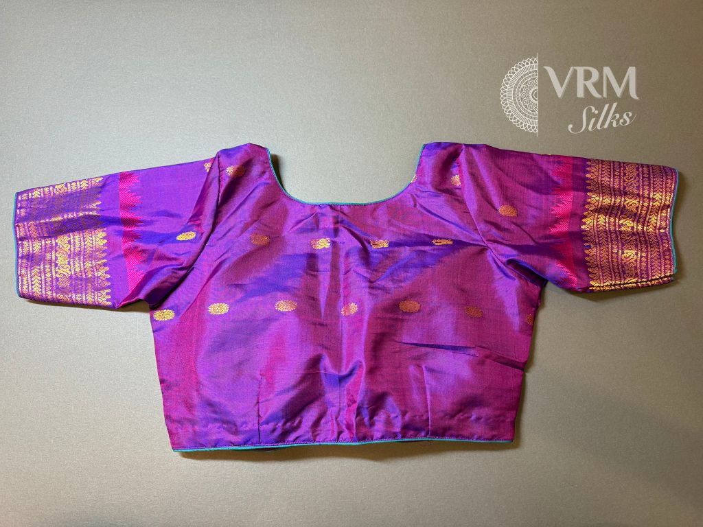 Gadwal Saree blouse design with zari highlights Gadwal Saree blouse design with zari highlights