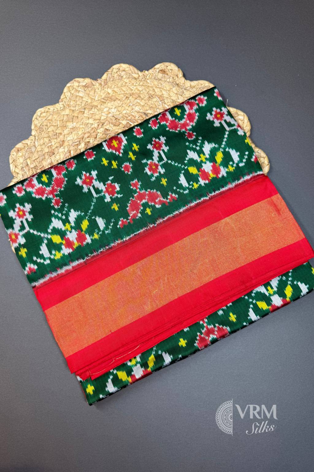 Green Pochampally Ikkat Saree with Red Border USA