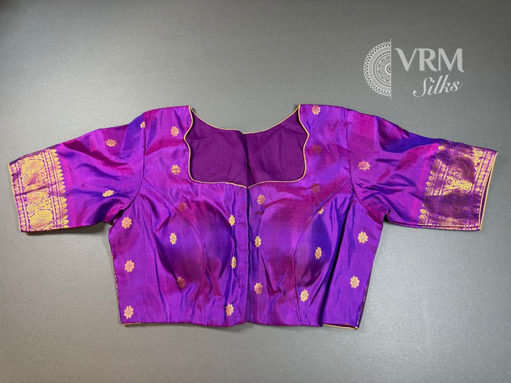 Matching stitched blouse for Lavender Gadwal Silk Saree