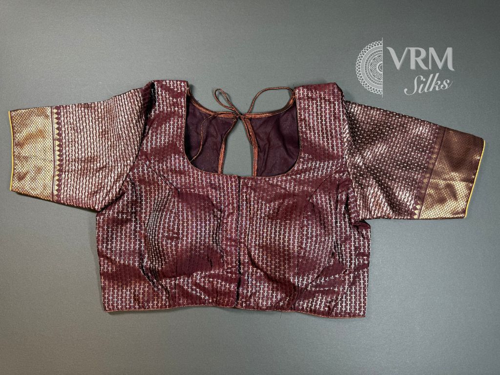 Stitched Front-Open Blouse Pink Kanchipuram Saree