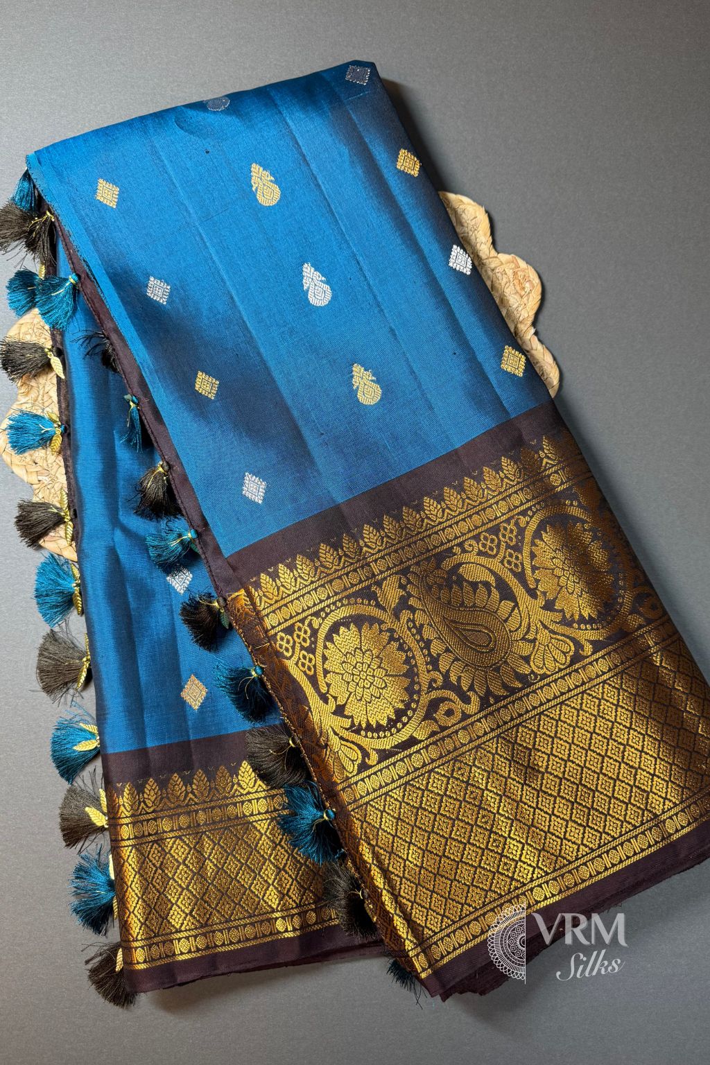 Traditional Blue Gadwal Saree for Weddings in USA