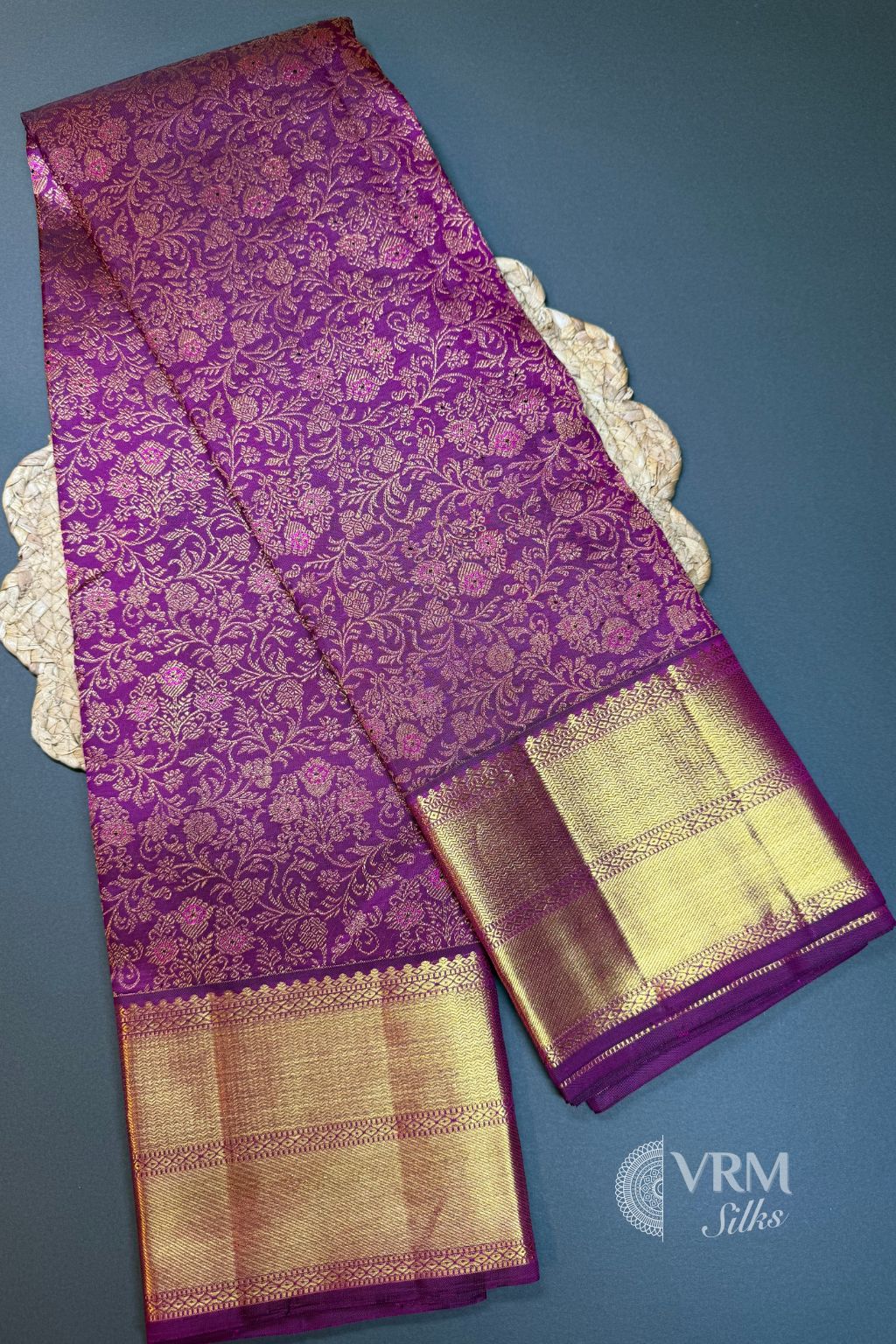 Wine Kanchipuram Brocade Silk Saree with Gold Zari Wine Kanchipuram Brocade Silk Saree with Gold Zari